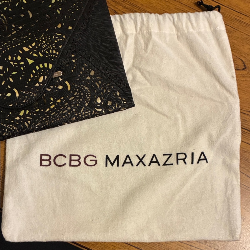BCBGMaxAzria Black Clutch with Gold Accent - Picture 3 of 6